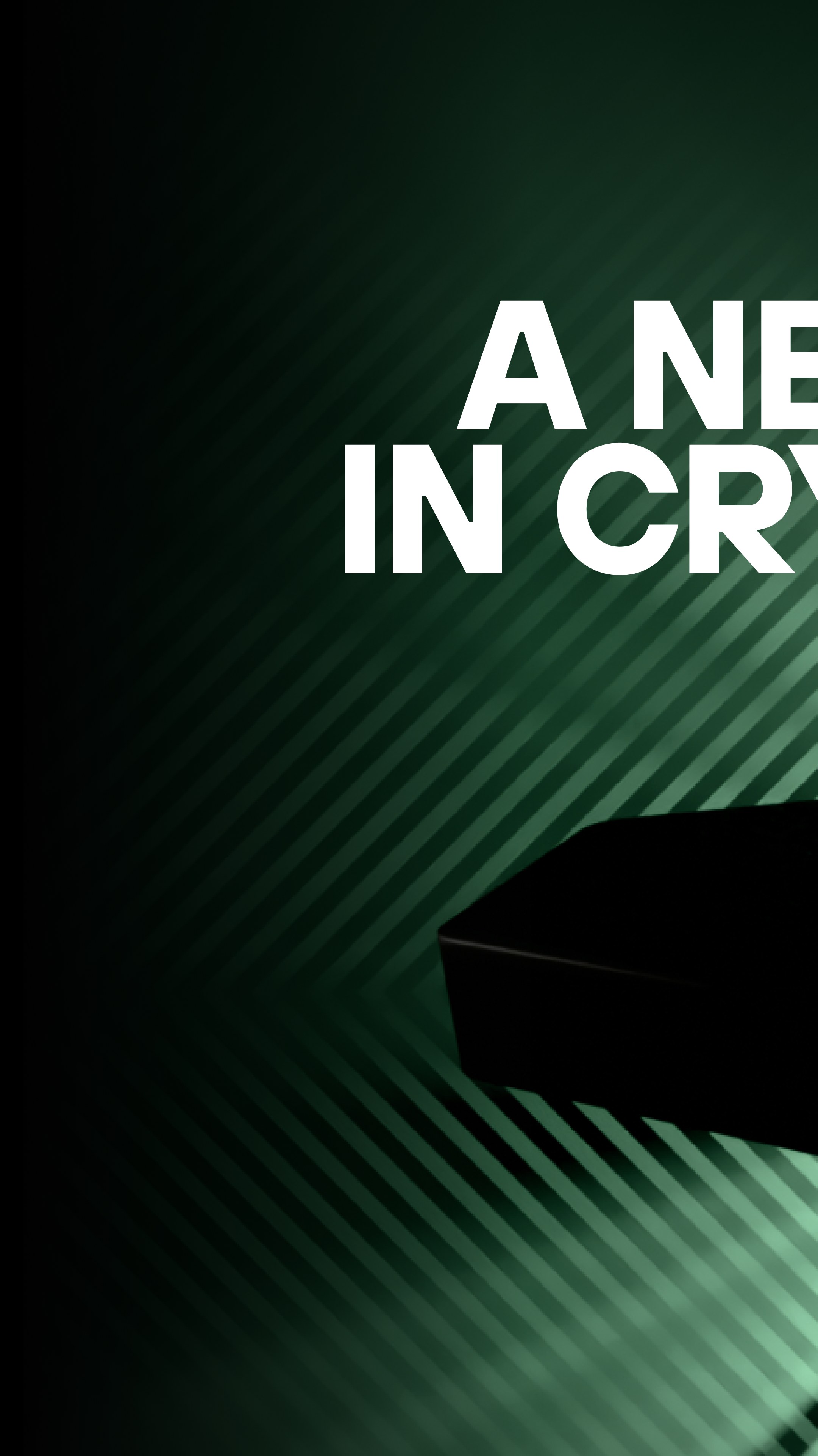 A teaser reel cover reading 'A new standard in crypto security' over a dark green striped background with a hardware device silhouette