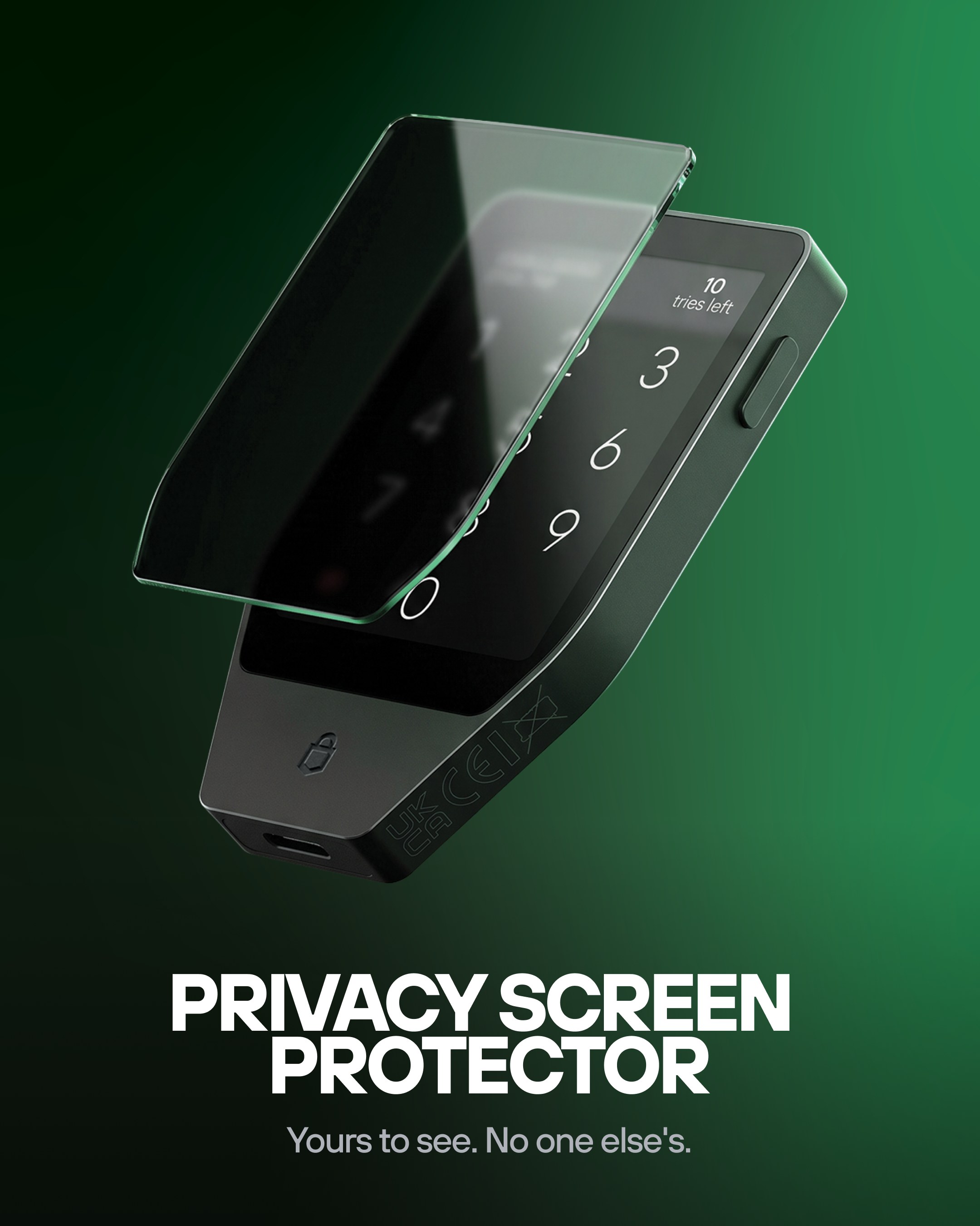 A promotional graphic for a Trezor accessory product on a dark green background