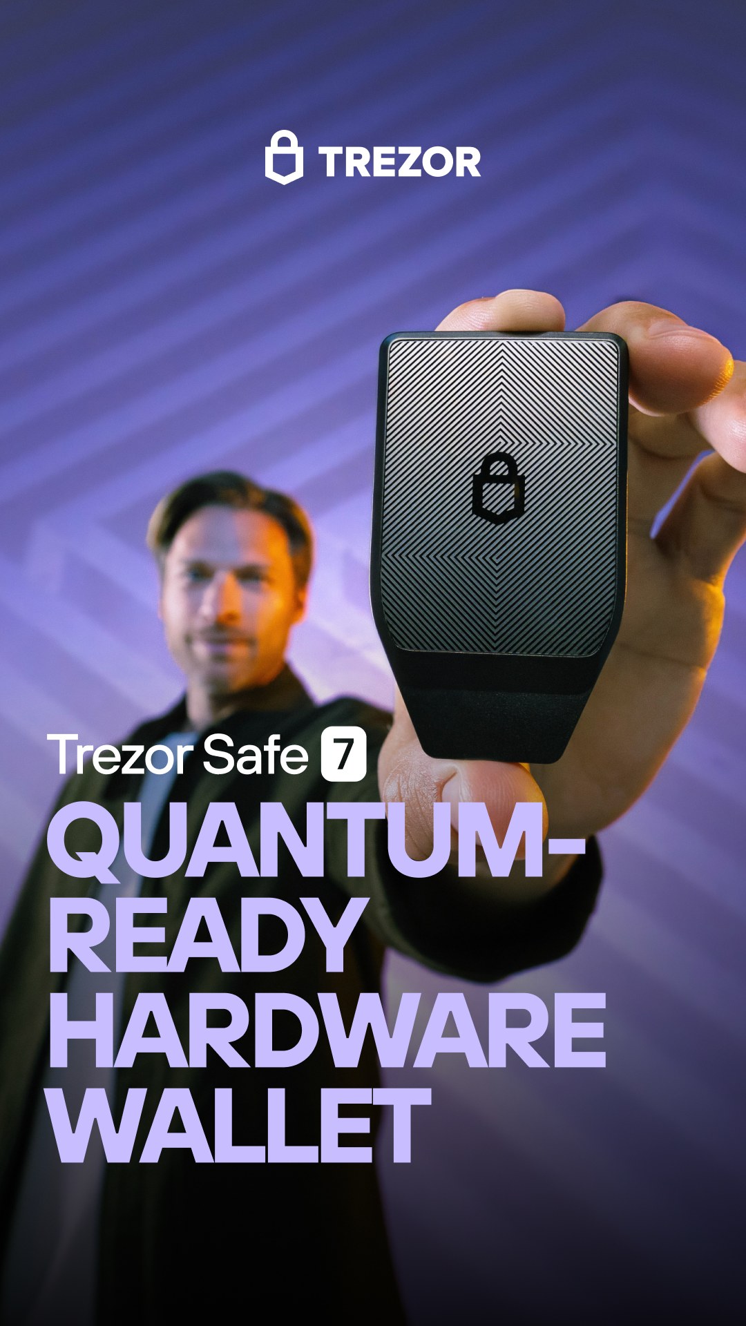 A colorful Trezor ad creative for a product launch campaign