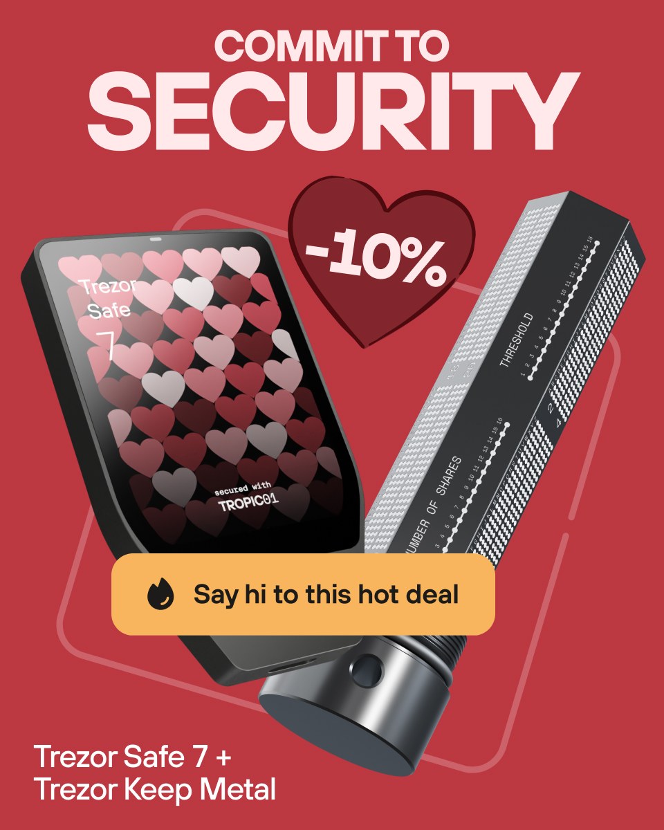 A Valentine's Day themed Trezor ad creative