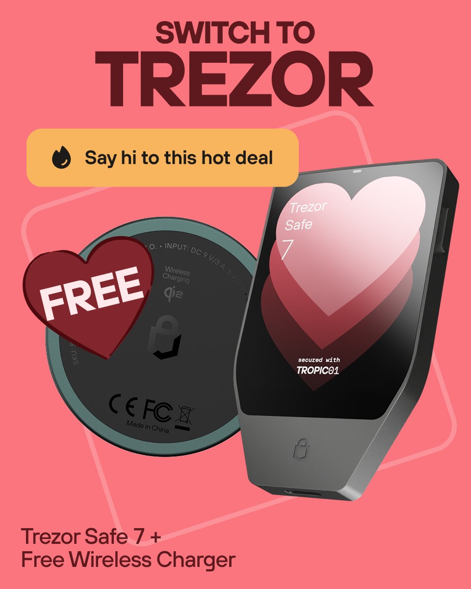 A Valentine's Day themed Trezor ad creative